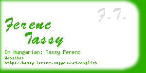 ferenc tassy business card